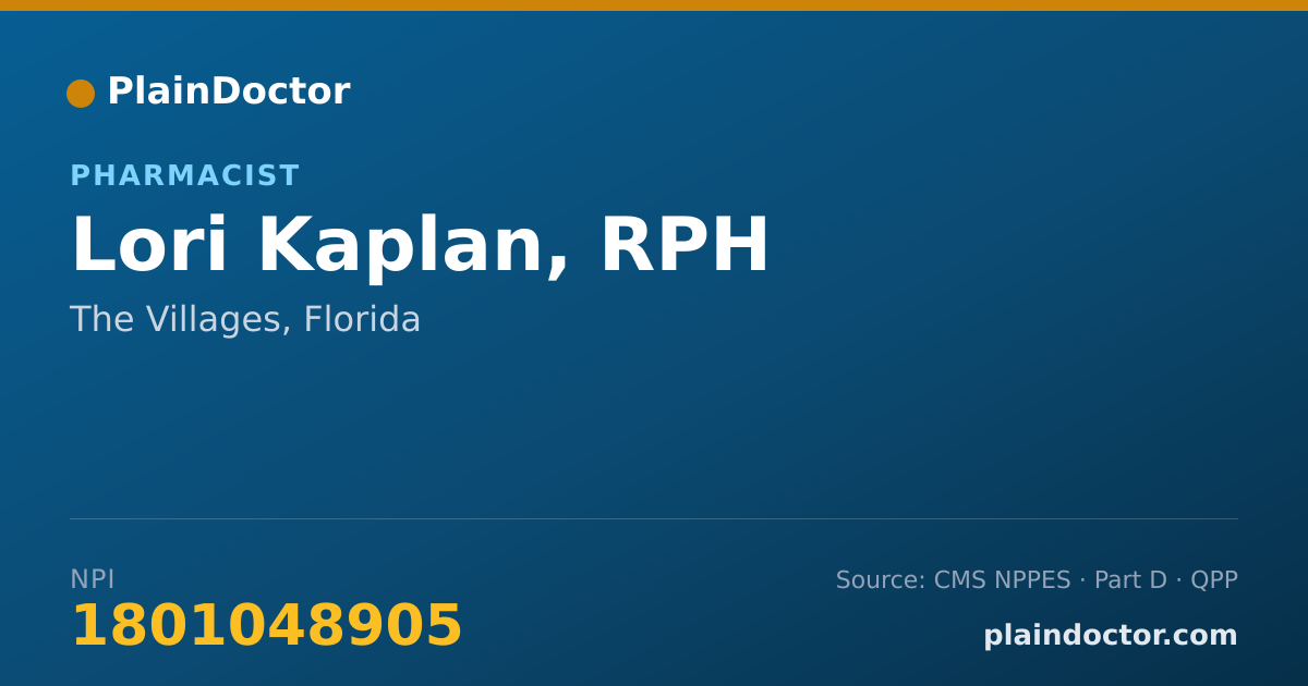 Shareable card for Lori Kaplan, RPH - Pharmacist, The Villages, FL