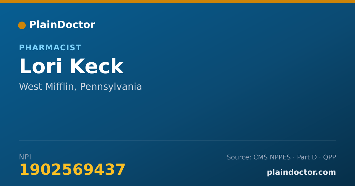 Shareable card for Lori Keck - Pharmacist, West Mifflin, PA