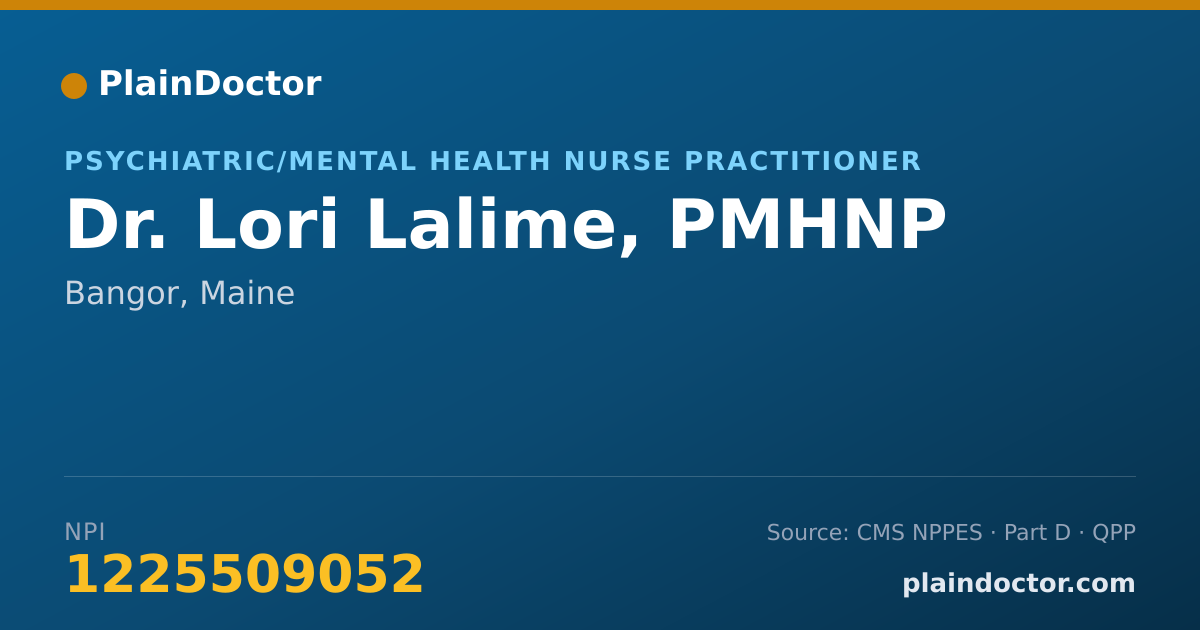 Shareable card for Lori Lalime, PMHNP - Psychiatric/Mental Health Nurse Practitioner, Bangor, ME