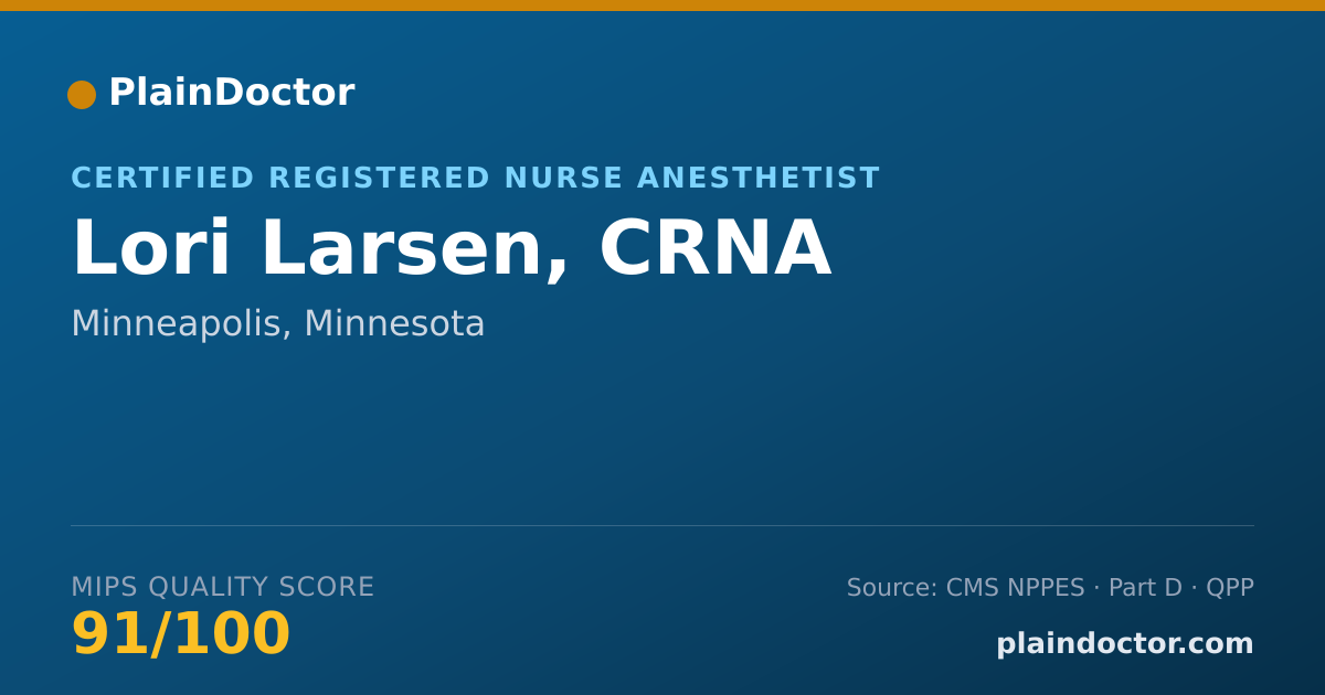 Shareable card for Lori Larsen, CRNA - Certified Registered Nurse Anesthetist, Minneapolis, MN