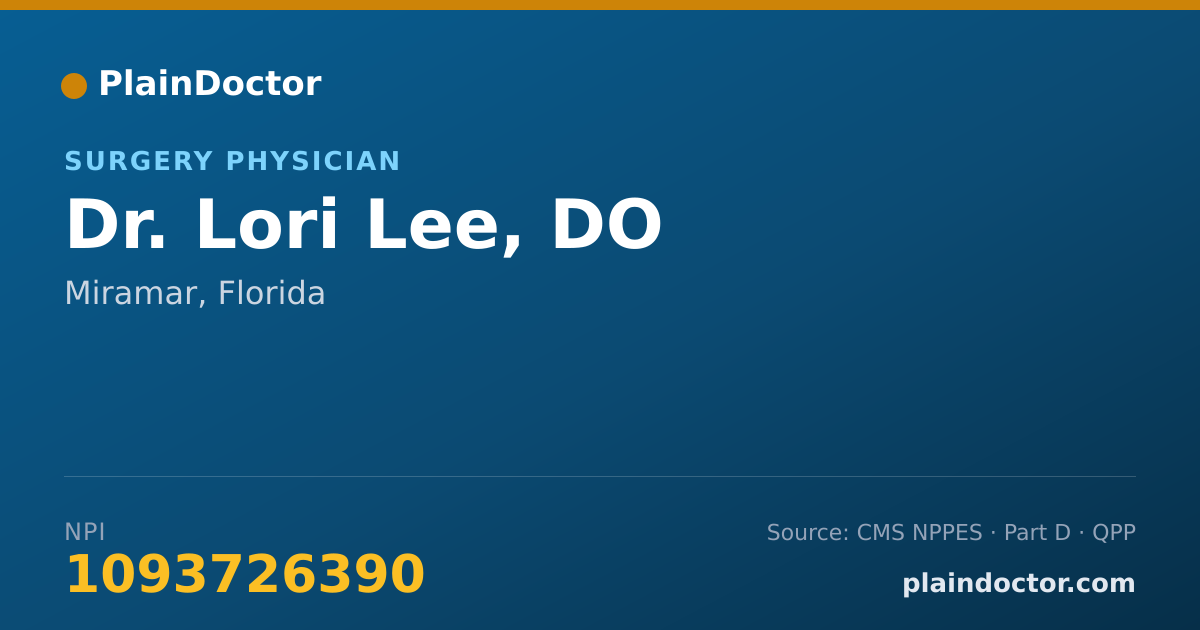 Shareable card for Lori Lee, DO - Surgery Physician, Miramar, FL