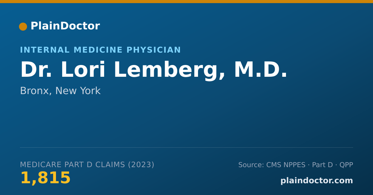 Shareable card for Lori Lemberg, M.D. - Internal Medicine Physician, Bronx, NY
