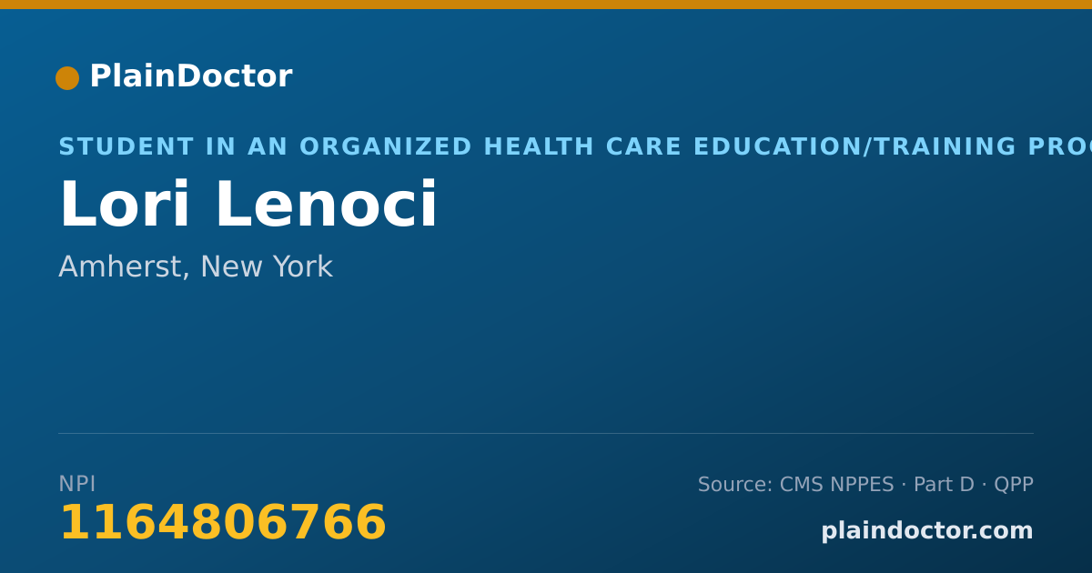 Shareable card for Lori Lenoci - Student in an Organized Health Care Education/Training Program, Amherst, NY