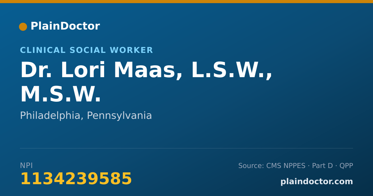 Shareable card for Lori Maas, L.S.W., M.S.W. - Clinical Social Worker, Philadelphia, PA
