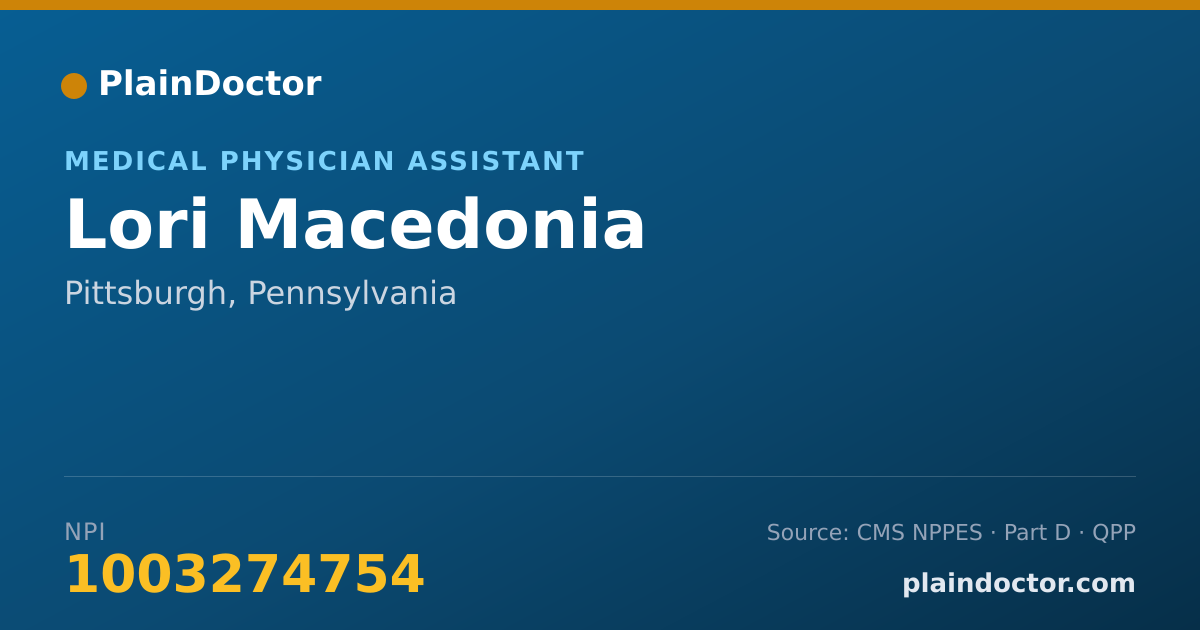 Shareable card for Lori Macedonia - Medical Physician Assistant, Pittsburgh, PA