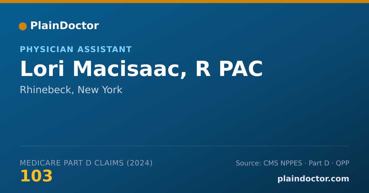 Shareable card for Lori Macisaac, R PAC - Physician Assistant, Rhinebeck, NY