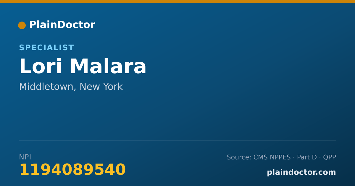 Shareable card for Lori Malara - Specialist, Middletown, NY