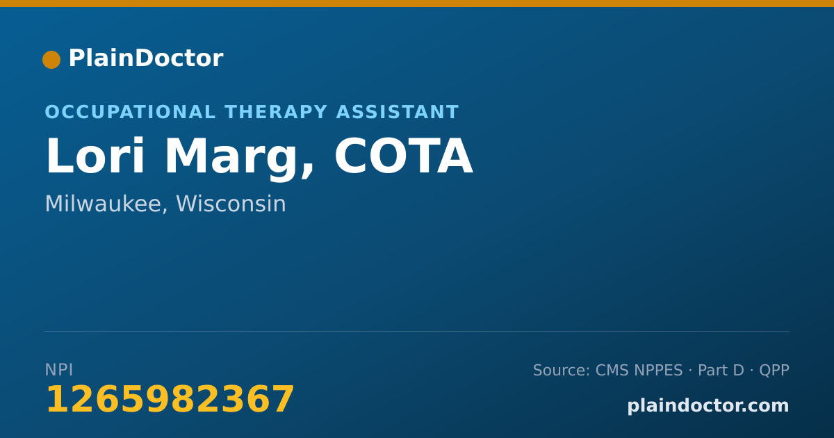 Shareable card for Lori Marg, COTA - Occupational Therapy Assistant, Milwaukee, WI