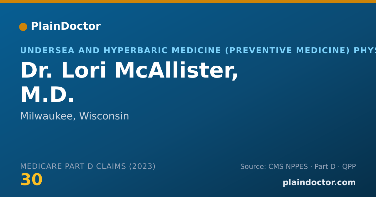 Shareable card for Lori McAllister, M.D. - Undersea and Hyperbaric Medicine (Preventive Medicine) Physician, Milwaukee, WI