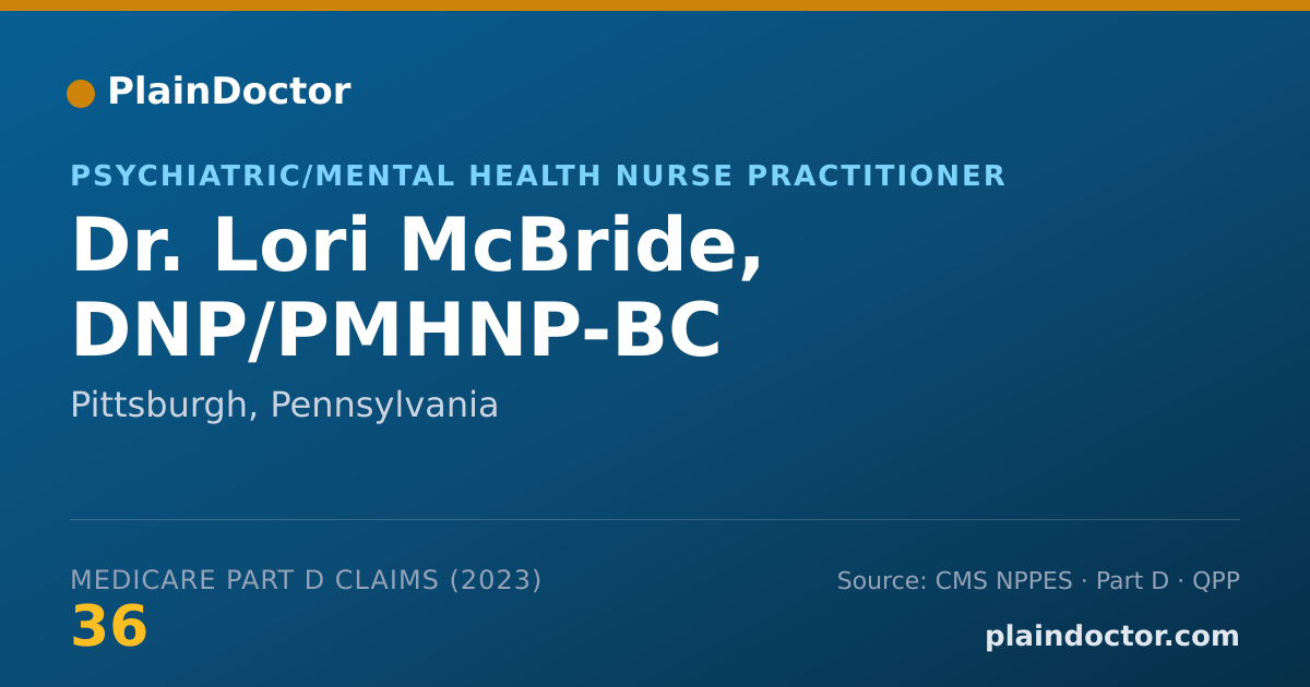 Shareable card for Lori McBride, DNP/PMHNP-BC - Psychiatric/Mental Health Nurse Practitioner, Pittsburgh, PA