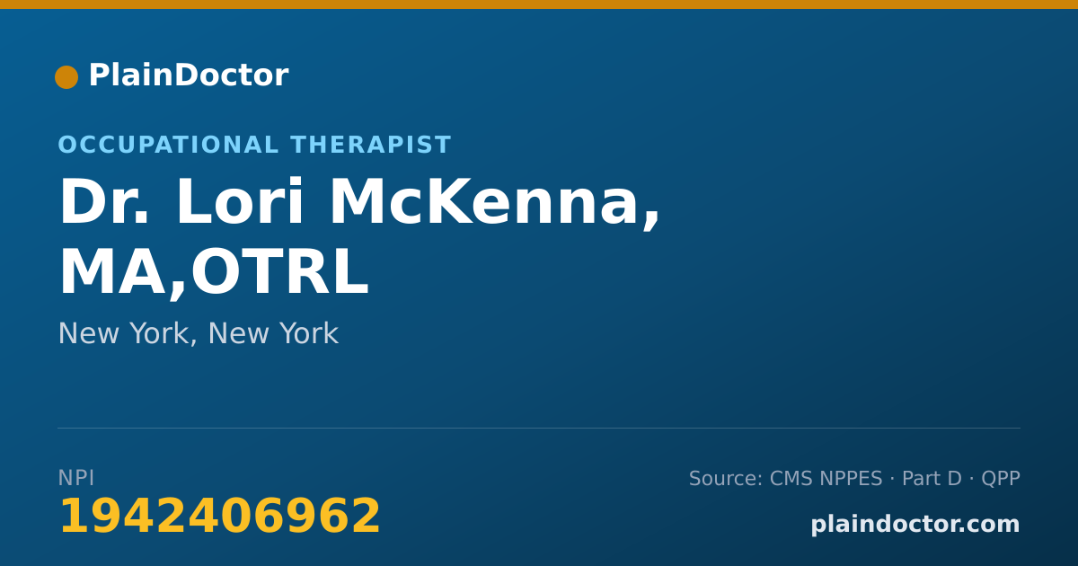 Shareable card for Lori McKenna, MA,OTRL - Occupational Therapist, New York, NY