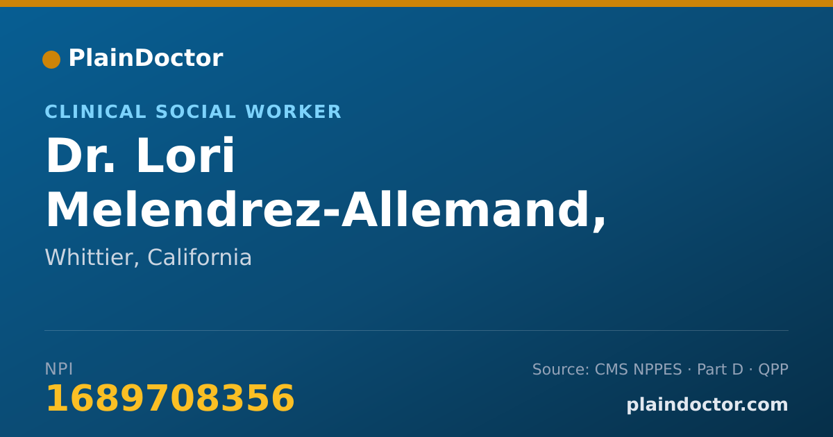 Shareable card for Lori Melendrez-Allemand, LCSW - Clinical Social Worker, Whittier, CA