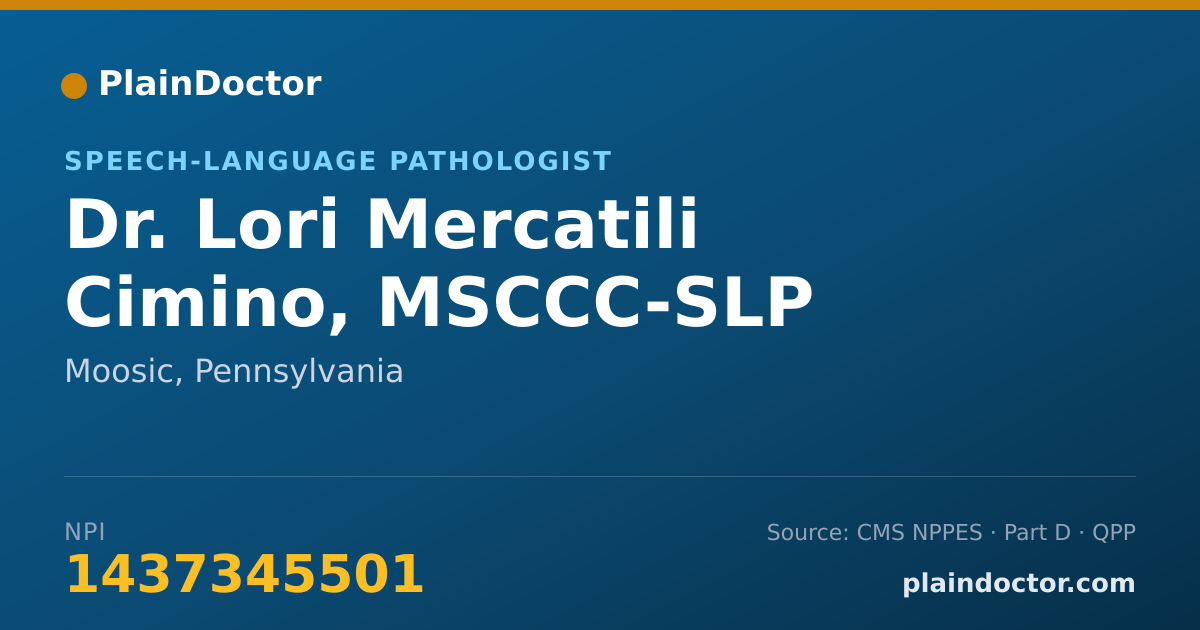 Shareable card for Lori Mercatili Cimino, MSCCC-SLP - Speech-Language Pathologist, Moosic, PA