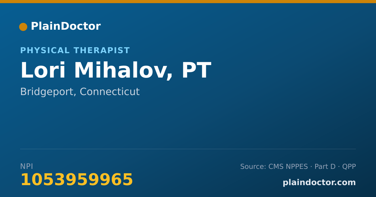 Shareable card for Lori Mihalov, PT - Physical Therapist, Bridgeport, CT