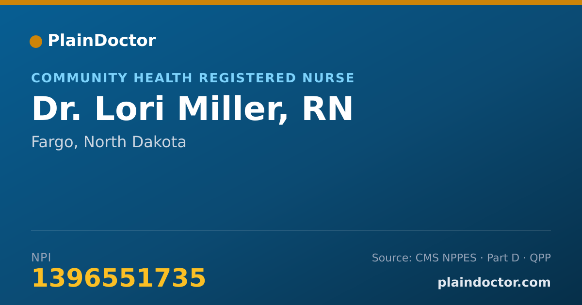 Shareable card for Lori Miller, RN - Community Health Registered Nurse, Fargo, ND