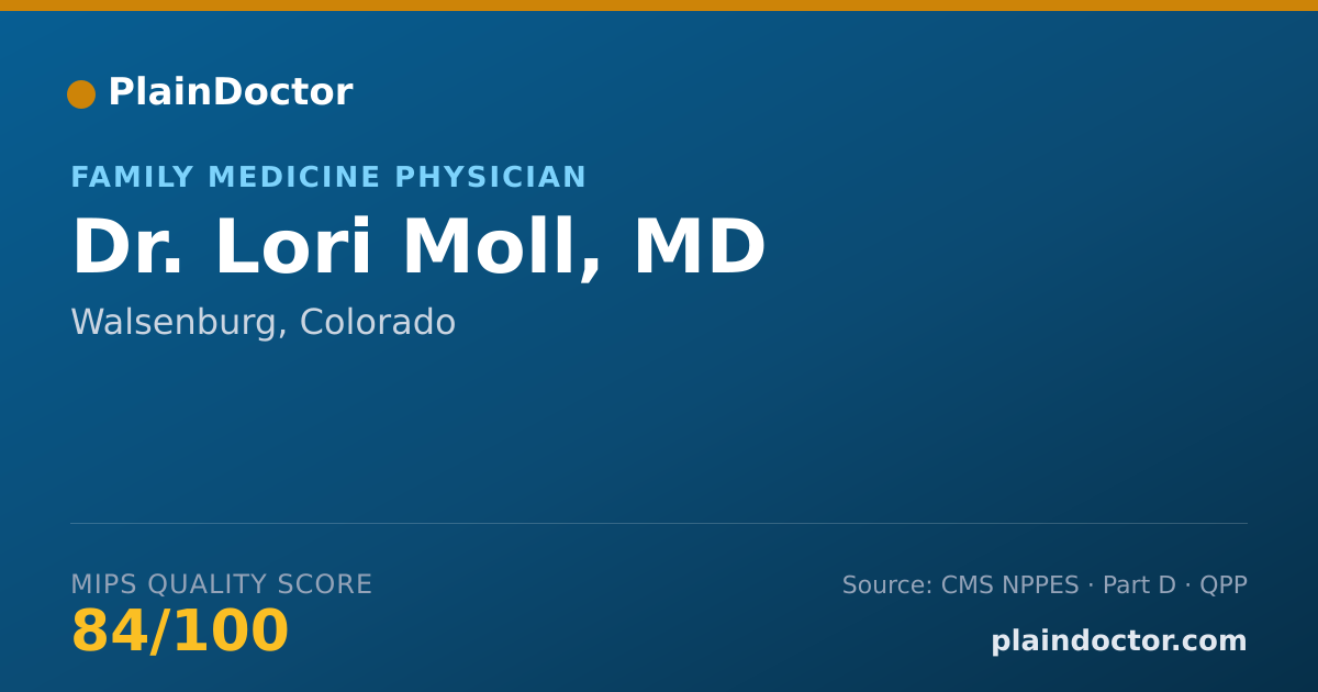 Shareable card for Lori Moll, MD - Family Medicine Physician, Walsenburg, CO