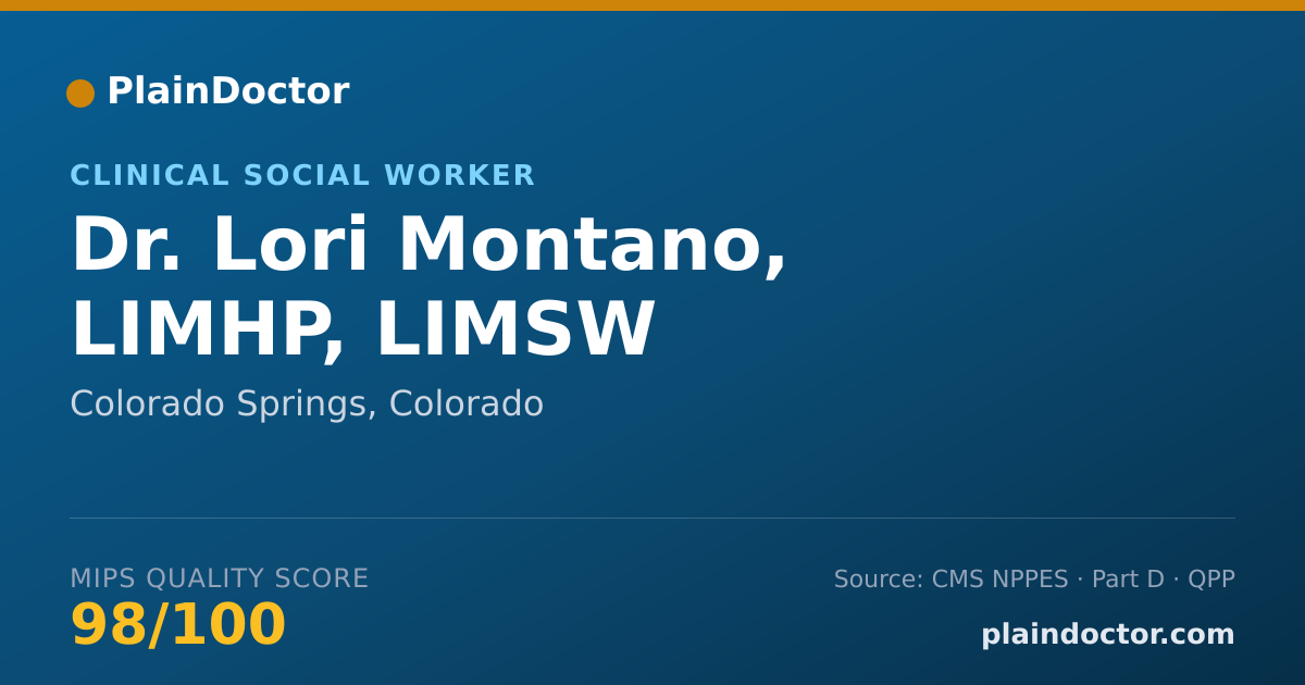 Shareable card for Lori Montano, LIMHP, LIMSW - Clinical Social Worker, Colorado Springs, CO