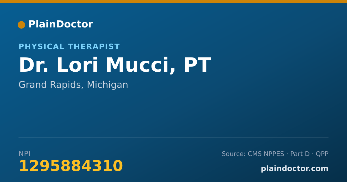 Shareable card for Lori Mucci, PT - Physical Therapist, Grand Rapids, MI