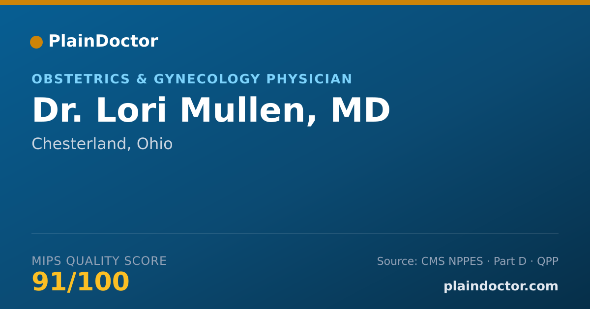 Shareable card for Lori Mullen, MD - Obstetrics & Gynecology Physician, Chesterland, OH