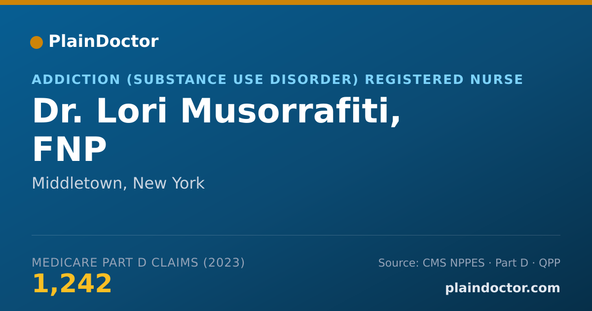 Shareable card for Lori Musorrafiti, FNP - Addiction (Substance Use Disorder) Registered Nurse, Middletown, NY