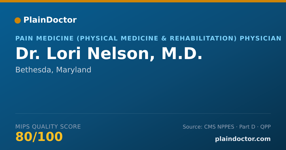 Shareable card for Lori Nelson, M.D. - Pain Medicine (Physical Medicine & Rehabilitation) Physician, Bethesda, MD
