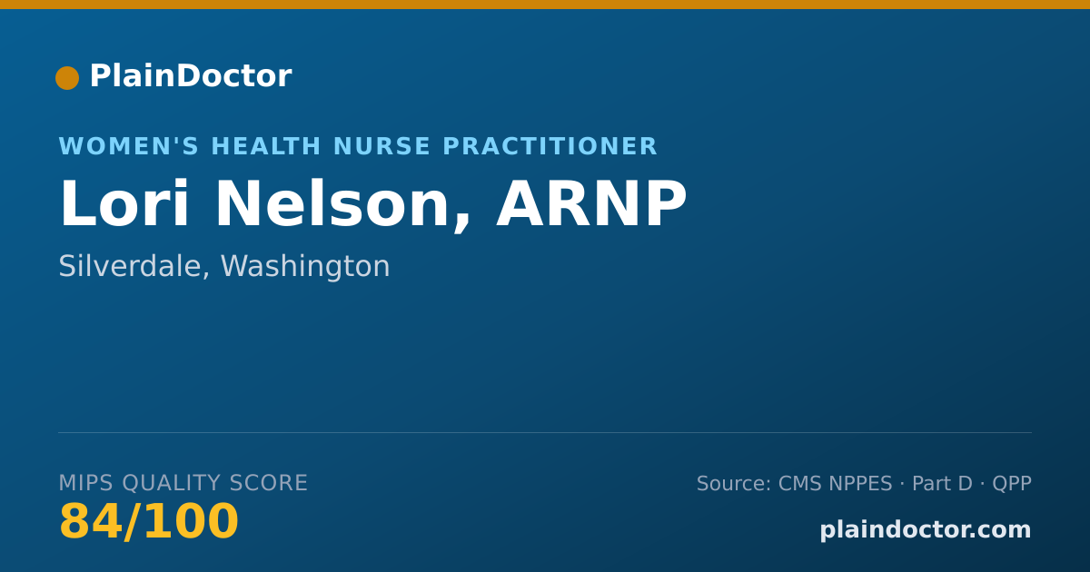 Shareable card for Lori Nelson, ARNP - Women's Health Nurse Practitioner, Silverdale, WA