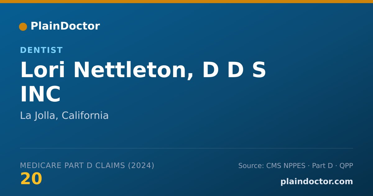 Shareable card for Lori Nettleton, D D S INC - Dentist, La Jolla, CA