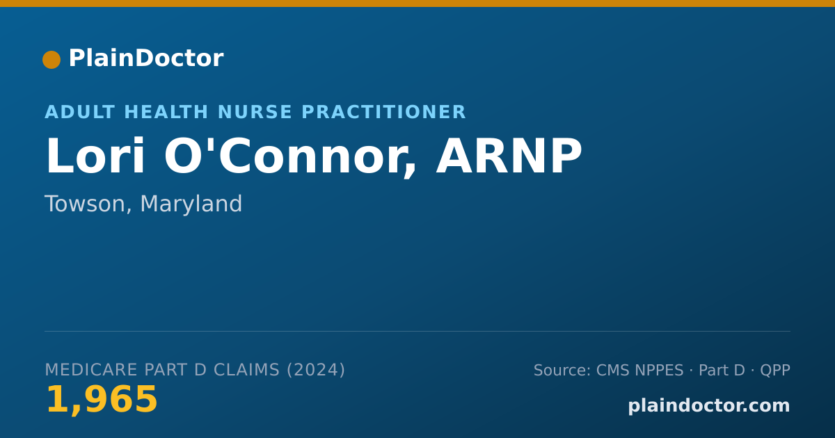 Shareable card for Lori O'Connor, ARNP - Adult Health Nurse Practitioner, Towson, MD