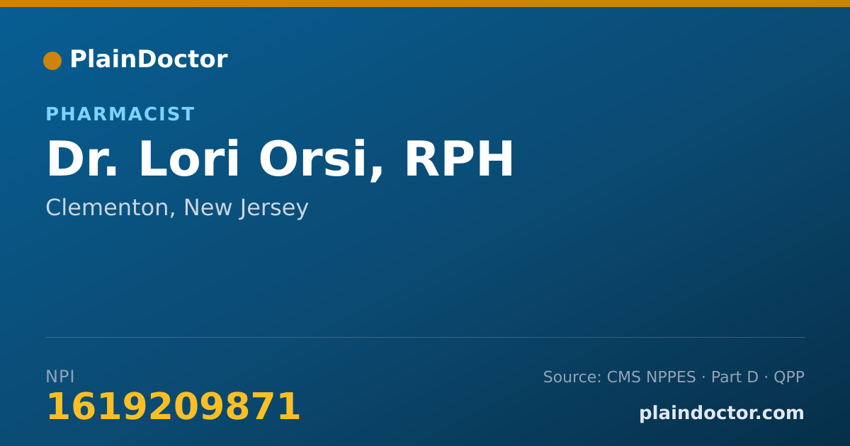 Shareable card for Lori Orsi, RPH - Pharmacist, Clementon, NJ