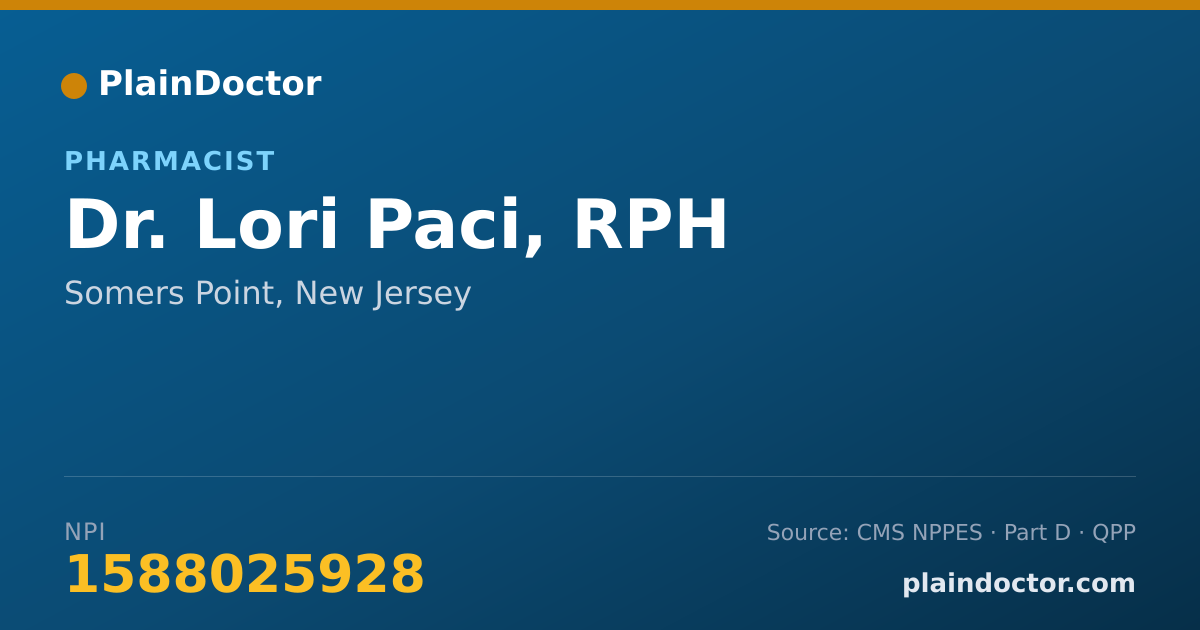 Shareable card for Lori Paci, RPH - Pharmacist, Somers Point, NJ