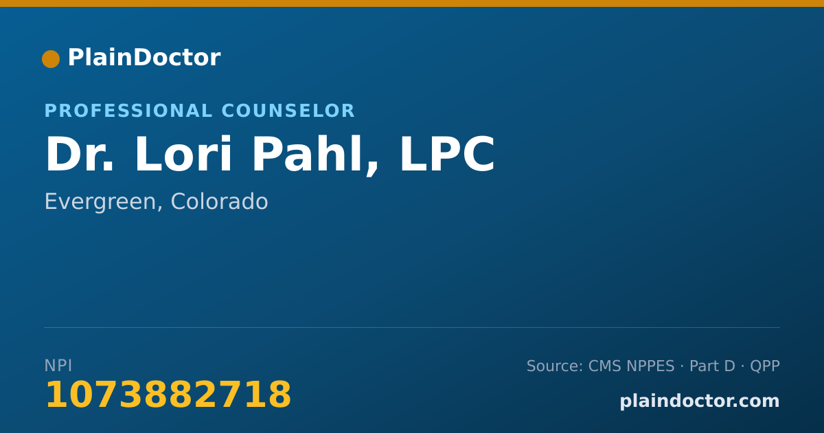 Shareable card for Lori Pahl, LPC - Professional Counselor, Evergreen, CO
