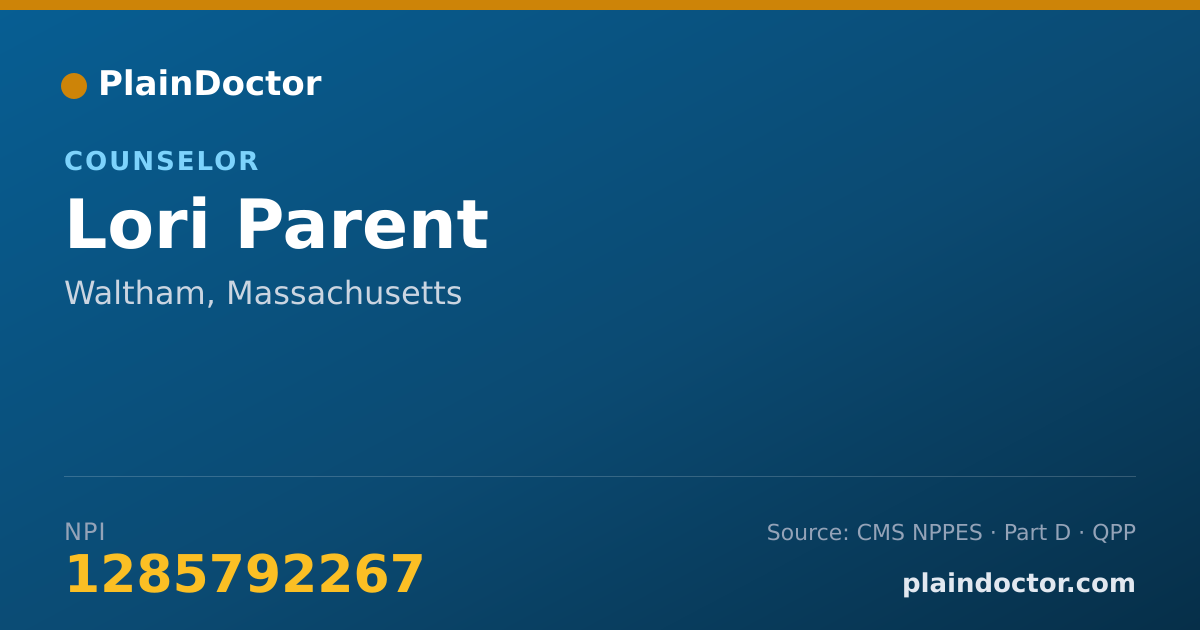 Shareable card for Lori Parent - Counselor, Waltham, MA