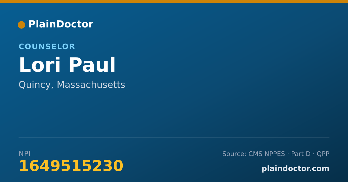 Shareable card for Lori Paul - Counselor, Quincy, MA