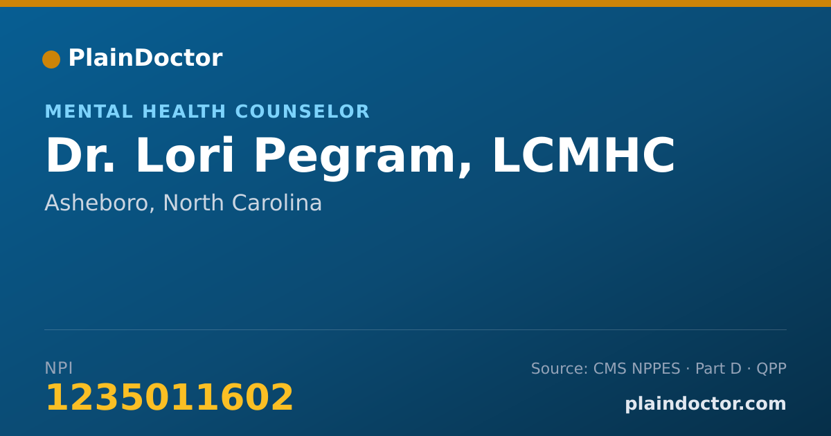 Shareable card for Lori Pegram, LCMHC - Mental Health Counselor, Asheboro, NC