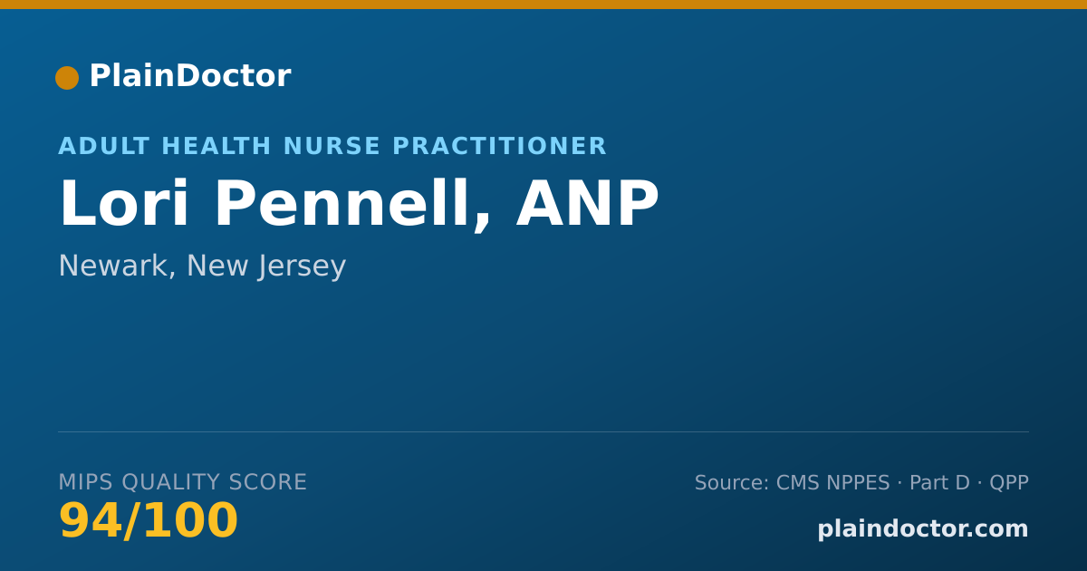Shareable card for Lori Pennell, ANP - Adult Health Nurse Practitioner, Newark, NJ