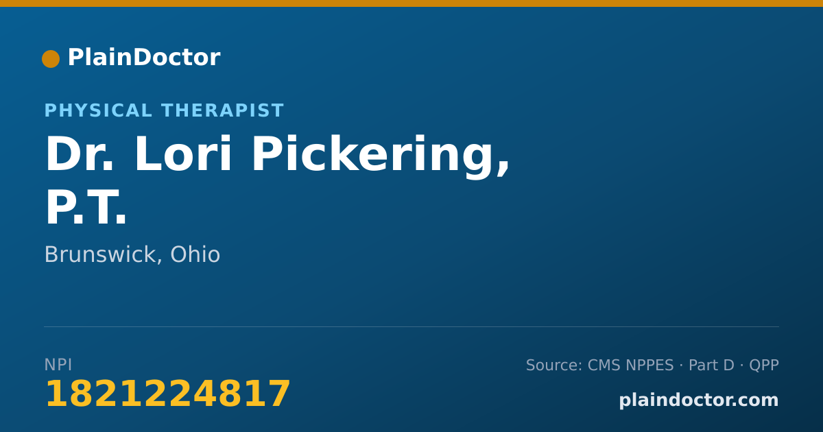 Shareable card for Lori Pickering, P.T. - Physical Therapist, Brunswick, OH