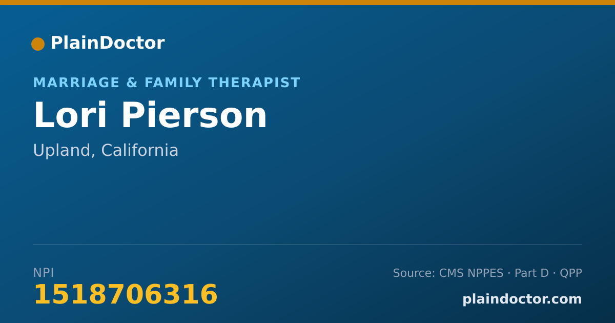 Shareable card for Lori Pierson - Marriage & Family Therapist, Upland, CA
