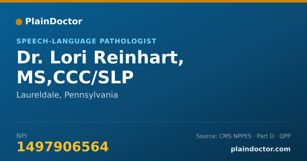 Shareable card for Lori Reinhart, MS,CCC/SLP - Speech-Language Pathologist, Laureldale, PA