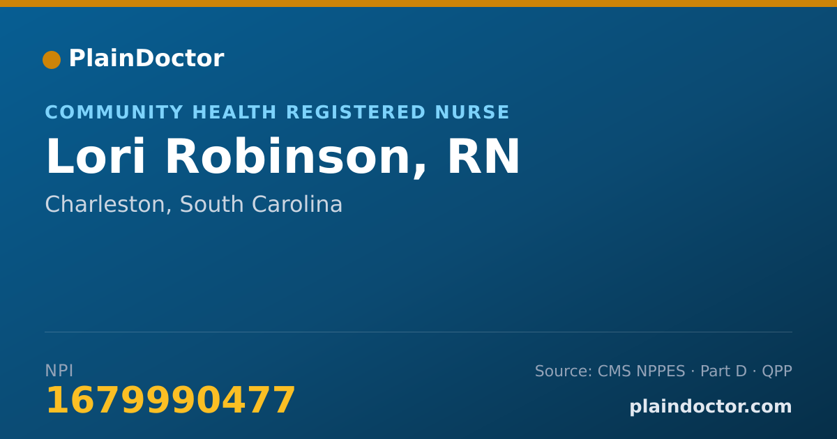 Shareable card for Lori Robinson, RN - Community Health Registered Nurse, Charleston, SC