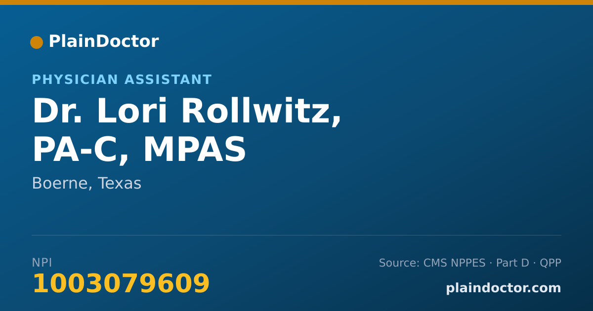 Shareable card for Lori Rollwitz, PA-C, MPAS - Physician Assistant, Boerne, TX