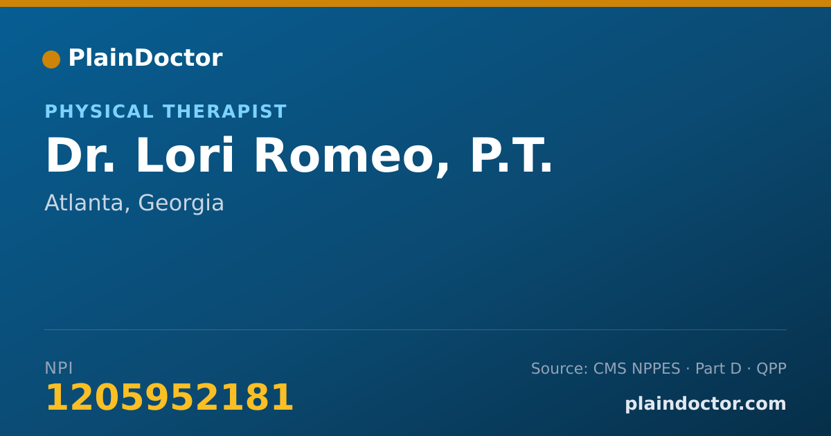 Shareable card for Lori Romeo, P.T. - Physical Therapist, Atlanta, GA