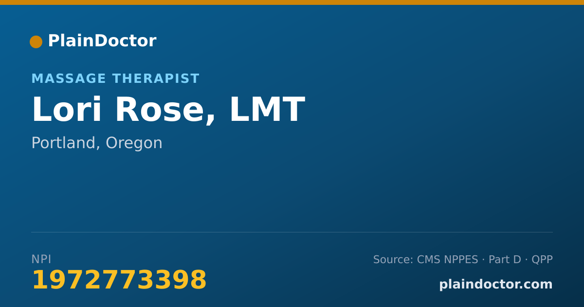 Shareable card for Lori Rose, LMT - Massage Therapist, Portland, OR