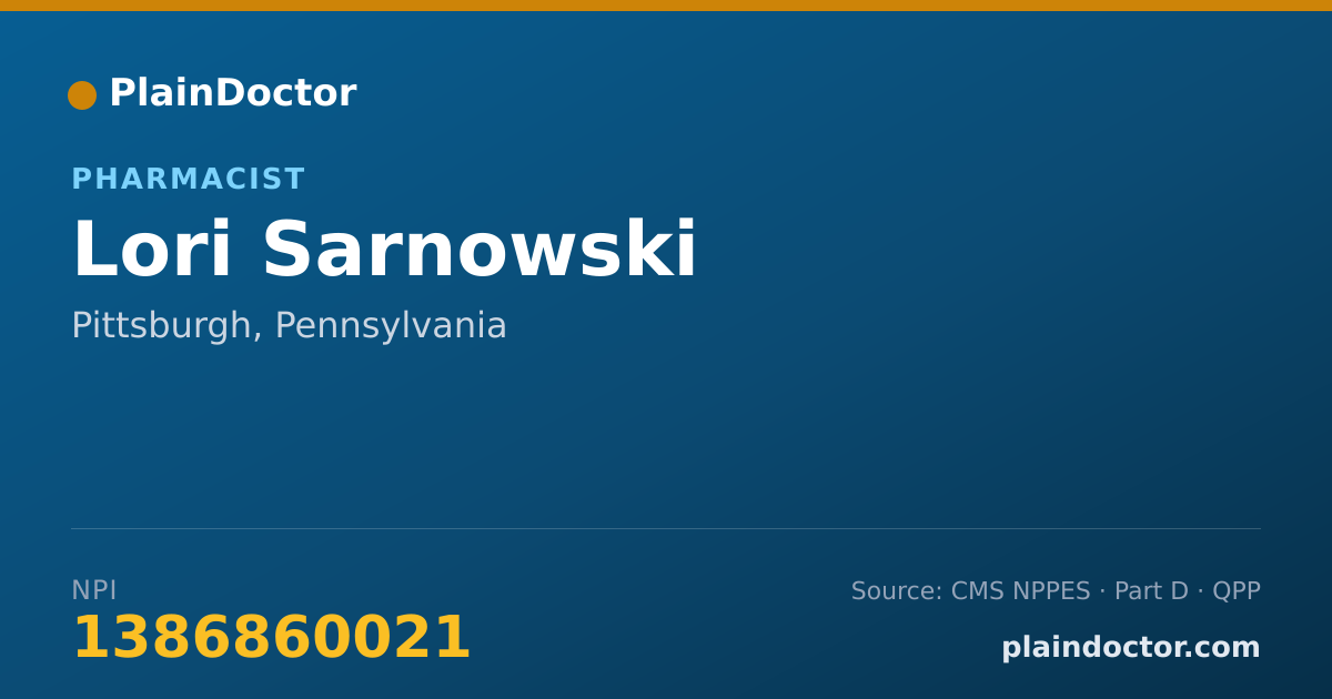 Shareable card for Lori Sarnowski - Pharmacist, Pittsburgh, PA
