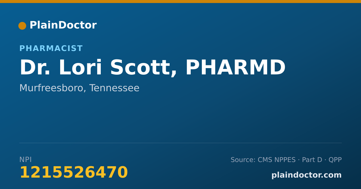 Shareable card for Lori Scott, PHARMD - Pharmacist, Murfreesboro, TN
