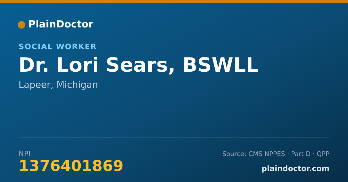Shareable card for Lori Sears, BSWLL - Social Worker, Lapeer, MI