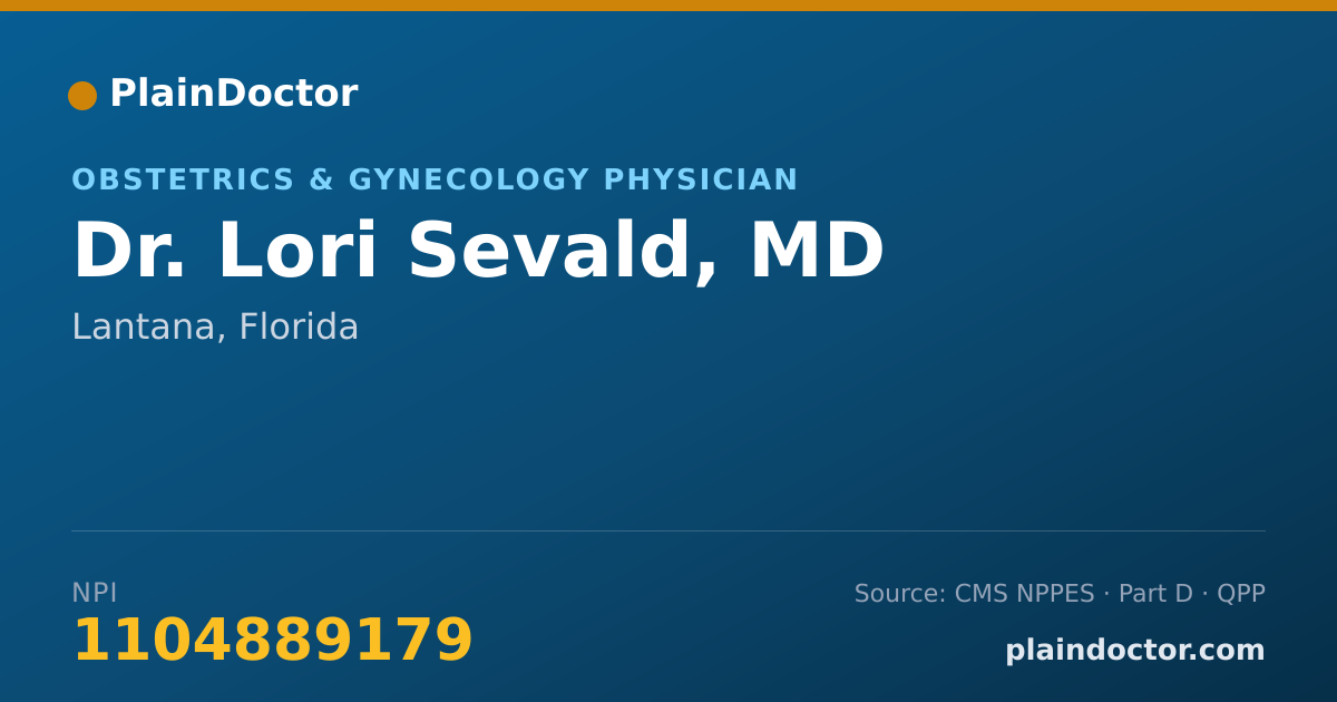 Shareable card for Lori Sevald, MD - Obstetrics & Gynecology Physician, Lantana, FL