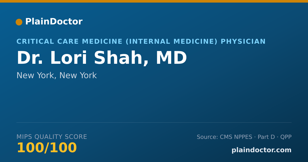 Shareable card for Lori Shah, MD - Critical Care Medicine (Internal Medicine) Physician, New York, NY