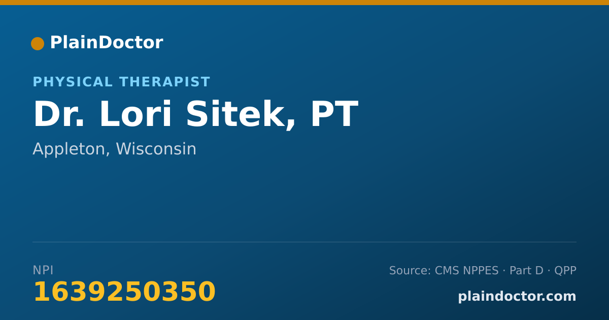 Shareable card for Lori Sitek, PT - Physical Therapist, Appleton, WI