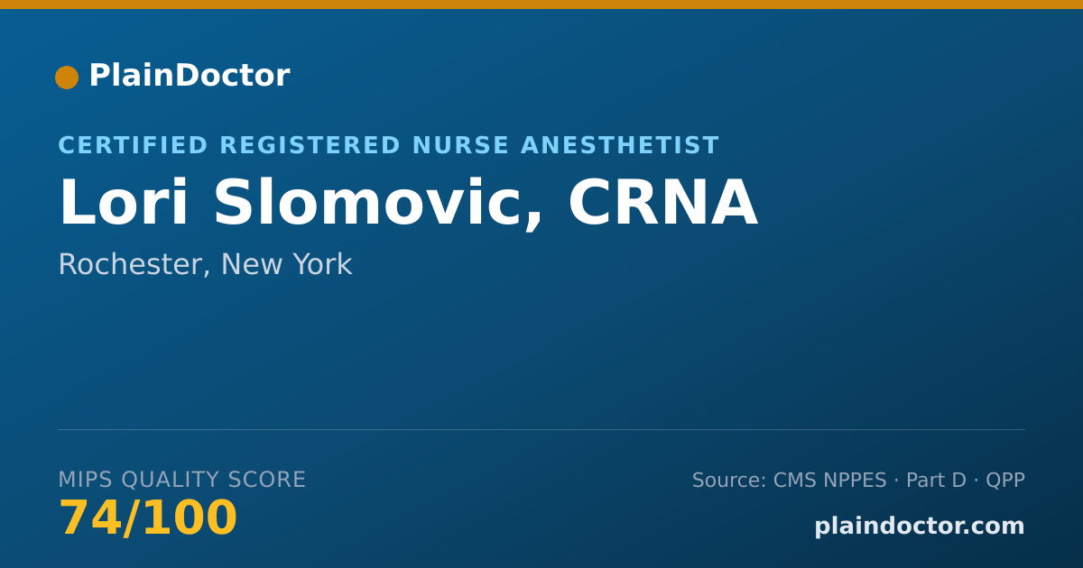 Shareable card for Lori Slomovic, CRNA - Certified Registered Nurse Anesthetist, Rochester, NY