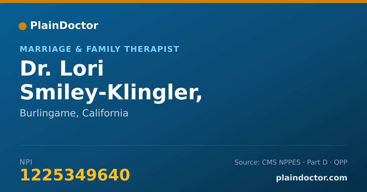 Shareable card for Lori Smiley-Klingler, M.F.T. - Marriage & Family Therapist, Burlingame, CA